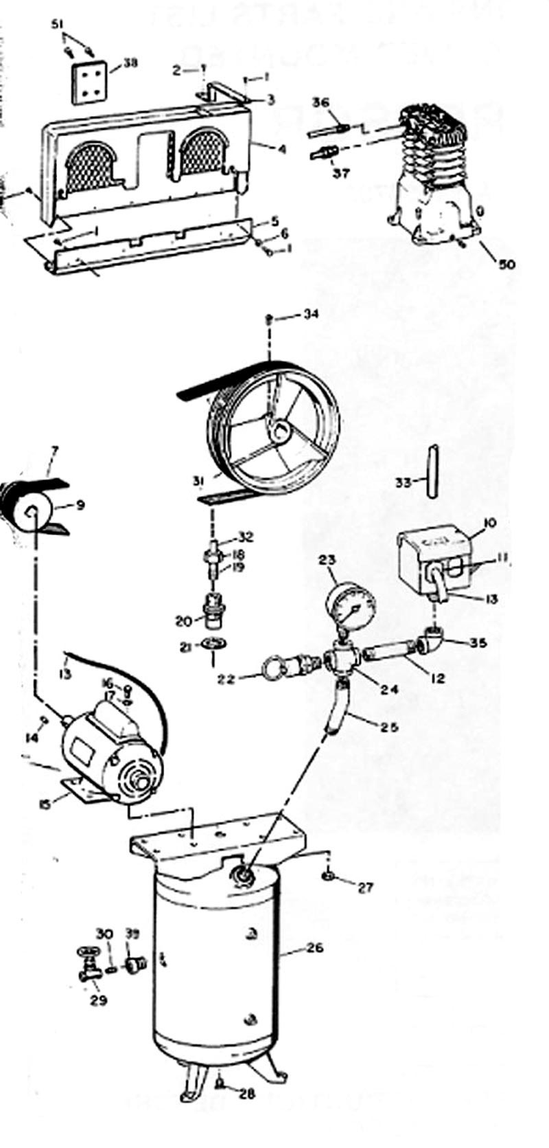 Tank Parts Diagram and Parts List for VT558601AJ  Campbell Hausfeld Compressor
